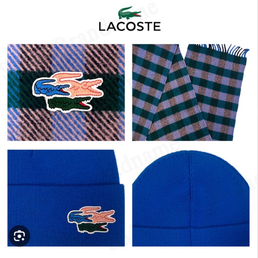 BNWT Lacoste Merino Wool Beanie and Scarf Set💙